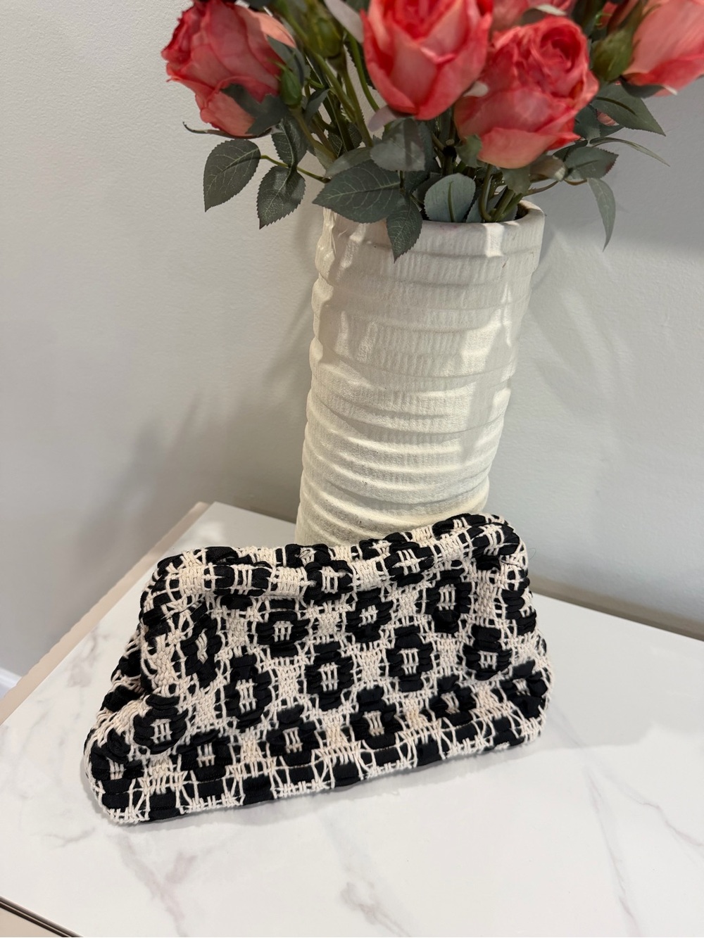 Black & White Woven Evening Clutch